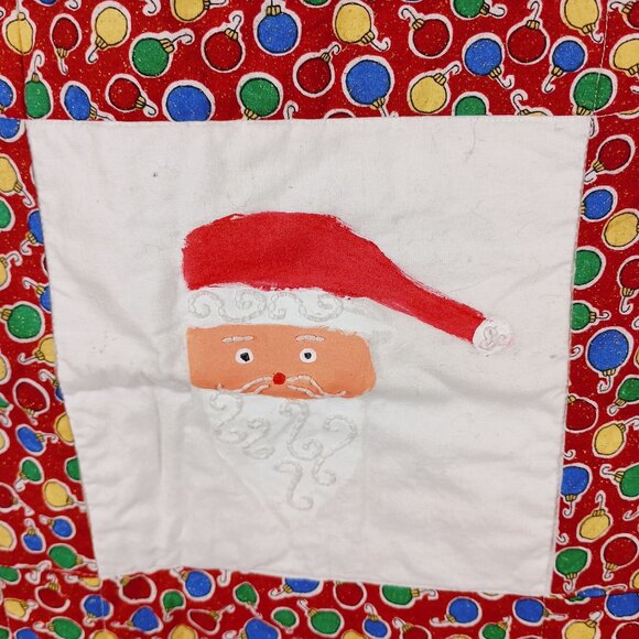Handmade Christmas Lap Quilt Blanket With Handprint Designs Holiday Keepsake - Picture 6 of 10